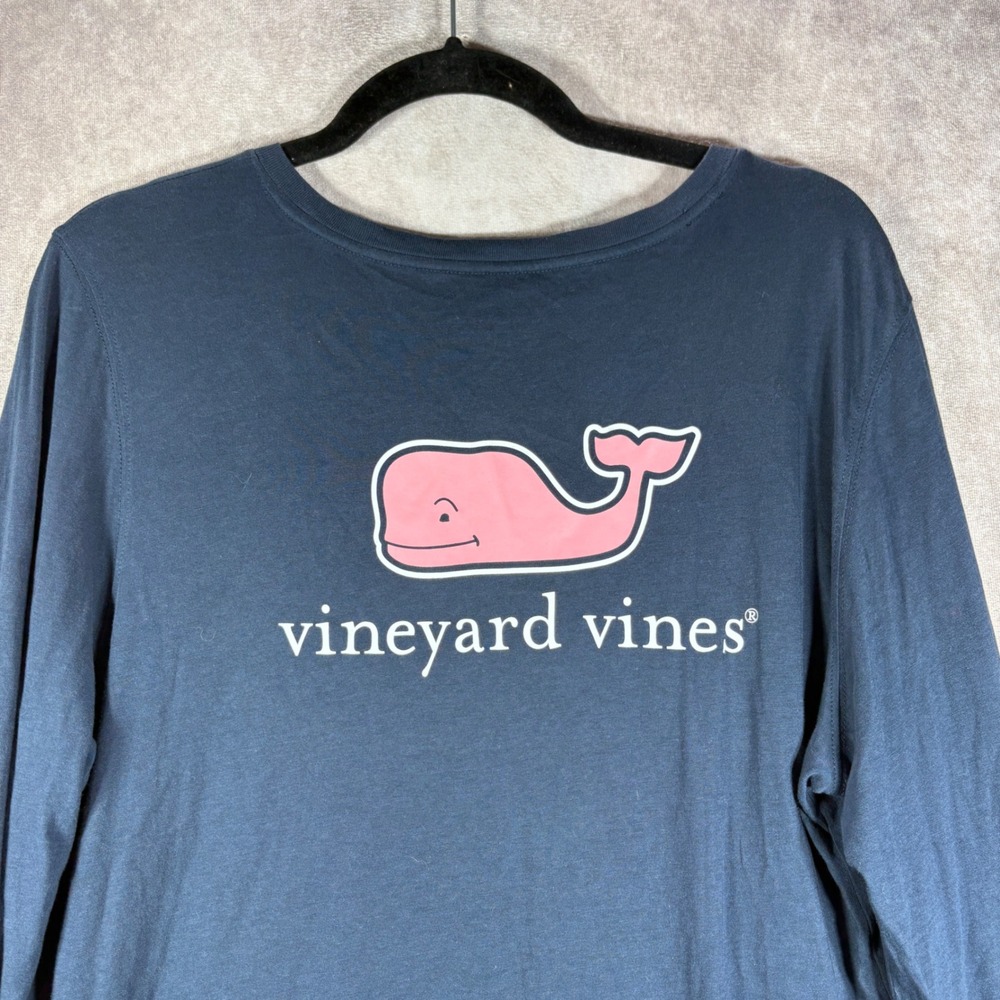 Vineyard Vines T-Shirt Women XL Navy Whale Logo Long Sleeve Pima‎ Cotton Casual